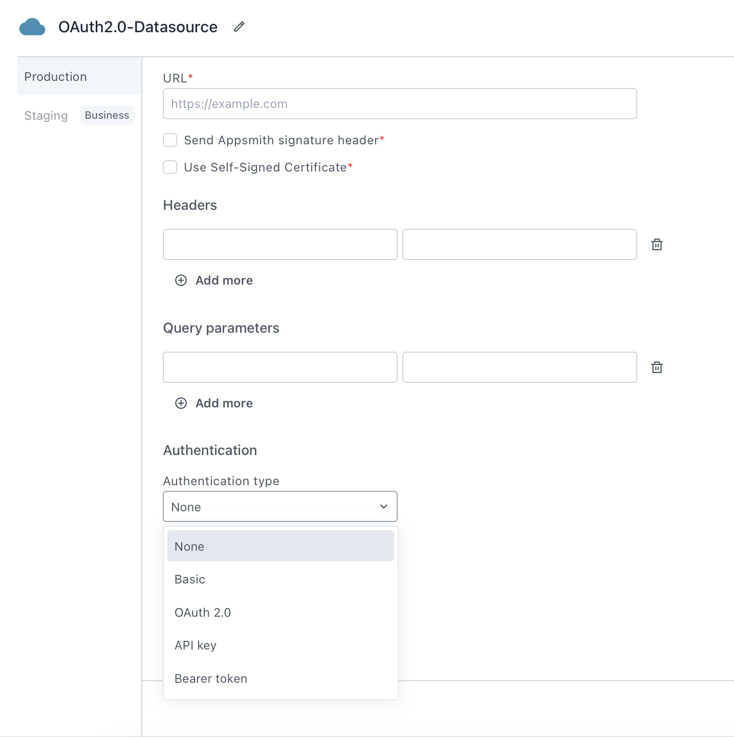 Configuring an Authenticated API datasource